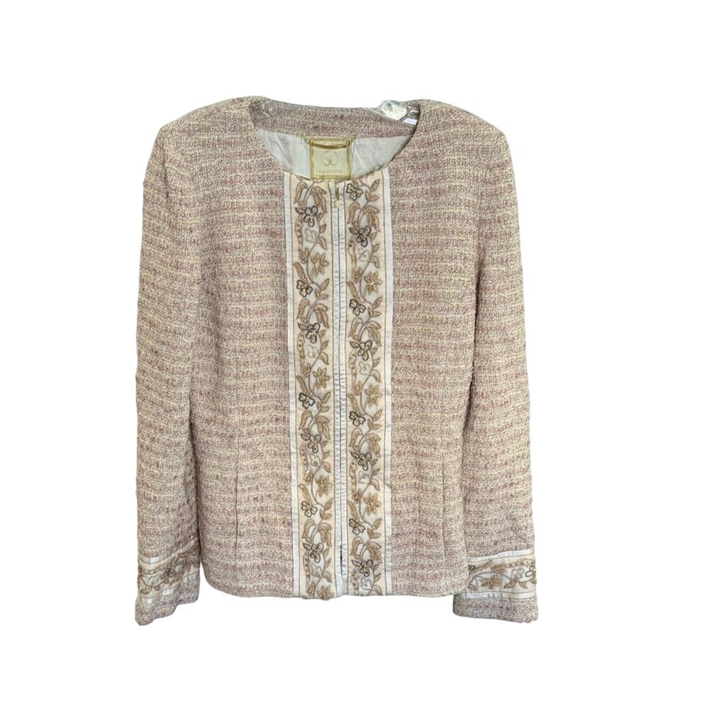 St. John Couture Vintage Tweed Pink Blazer Size 6 EUC
